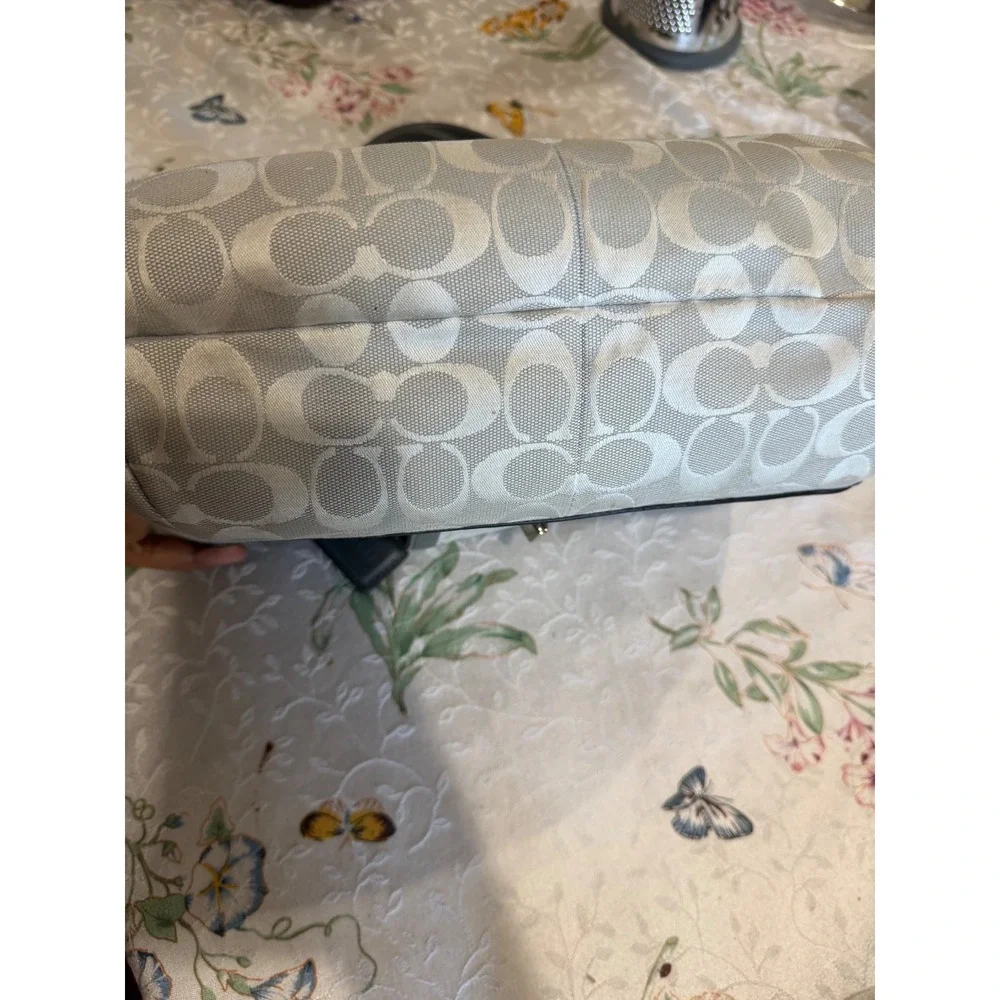 Coach Penelope Signature‎ Grey Jacquard Canvas Leather Shoulder Bag F14934